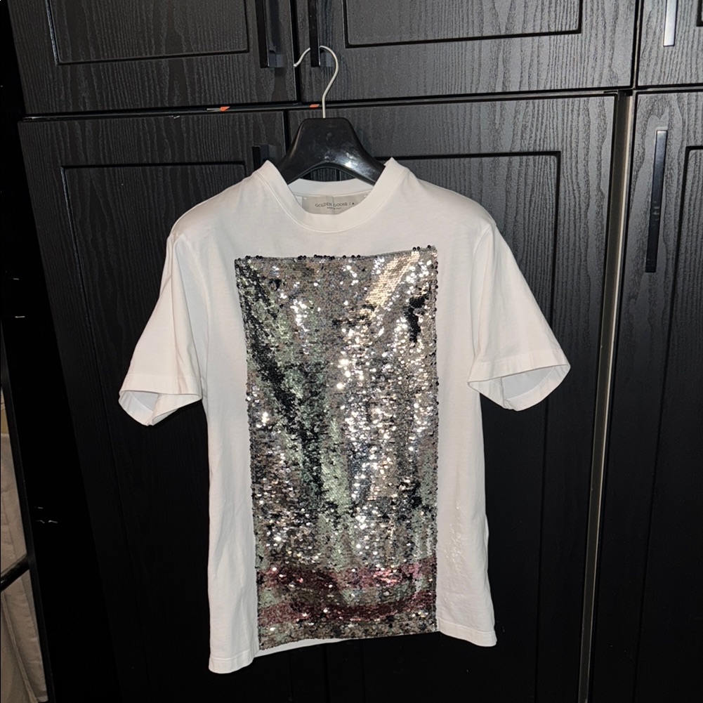 Golden Goose Sequin Embellished White T-Shirt